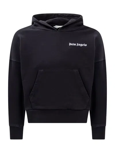 Palm Angels Kids' Hoodie With Logo In Black White