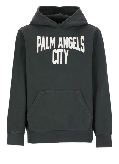 Palm Angels Hoodie With Logo In Grey