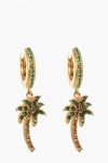 Palm Angels Hoop Earrings With Rhinestones And Palm Shaped Pendant