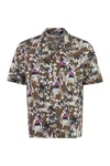 PALM ANGELS HULA ALL OVER PRINT SHORT SLEEVED SHIRT IN BROWN FOR MEN'S FASHION FW23