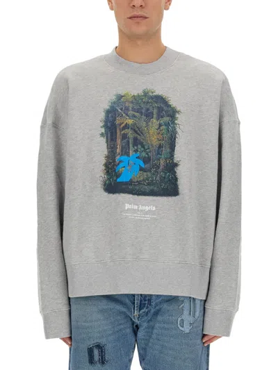 Palm Angels Hunting In The Forest Sweatshirt In Gray