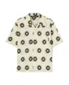 Palm Angels Hurricane-print Cotton Bowling Shirt In White