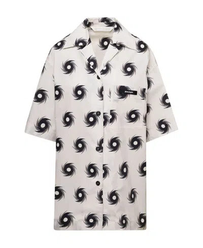 Palm Angels Hurricsnr Oversized Bowling Shirt In White