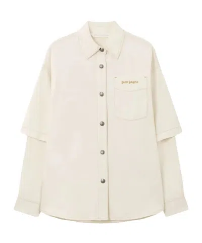Palm Angels Hybrid Buttoned Overshirt In Neutral