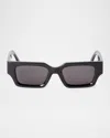 Palm Angels Hyde Acetate Rectangle Sunglasses In Black Dark Grey