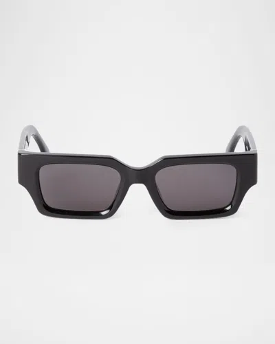 Palm Angels Hyde Acetate Rectangle Sunglasses In Black Dark Grey