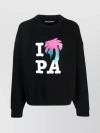 PALM ANGELS I LOVE FRONT GRAPHIC CREWNECK SWEATER