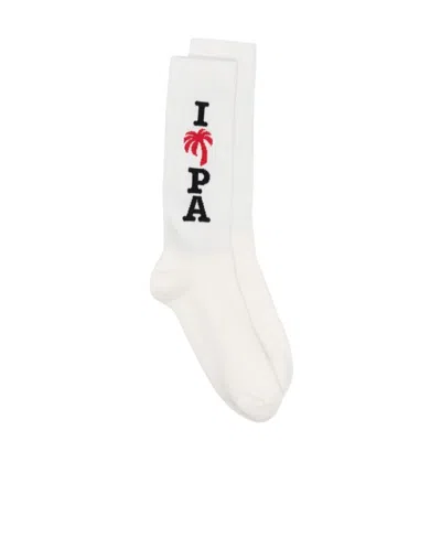 Palm Angels I Love Pa Ankle Socks In White