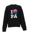 Palm Angels I Love Pa Cotton Crewneck Sweatshirt In Black