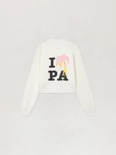 Palm Angels I Love Pa Fitted Sweatshirt In White