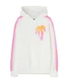 Palm Angels Sprayed Palm Hoodie Sweatshirt With Multicolored Print In White