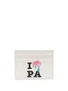 Palm Angels I Love Pa Leather Cardholder In Weiss