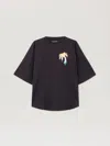 Palm Angels Oversized Black T-shirt With Graphic Palm Tree Design In Black