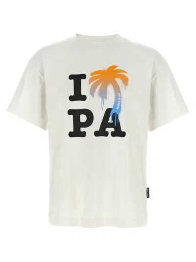 Palm Angels Love Pa Graphic Crew Neck T Shirt In White