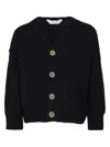 Palm Angels Intarsia-knit Logo Cardigan In Black