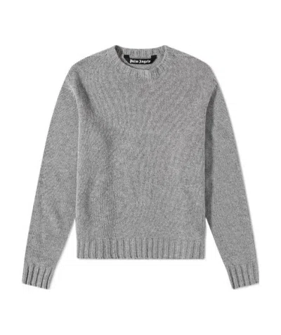 Palm Angels Intarsia-knit Logo Jumper In Gray