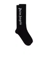 Palm Angels Ribbed Stretch Cotton Blend Socks In Black