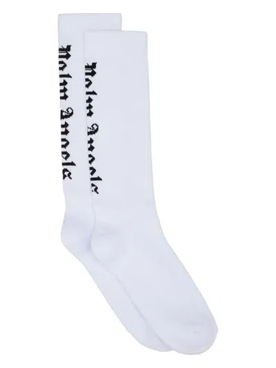 Palm Angels Intarsia Logo Socks In White