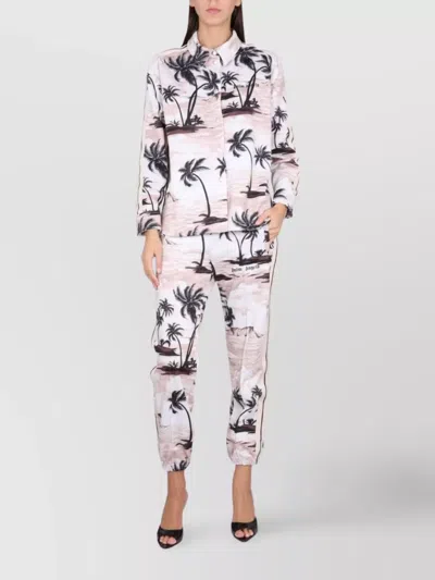 Palm Angels Island Print Relaxed Fit Shirt In Pink