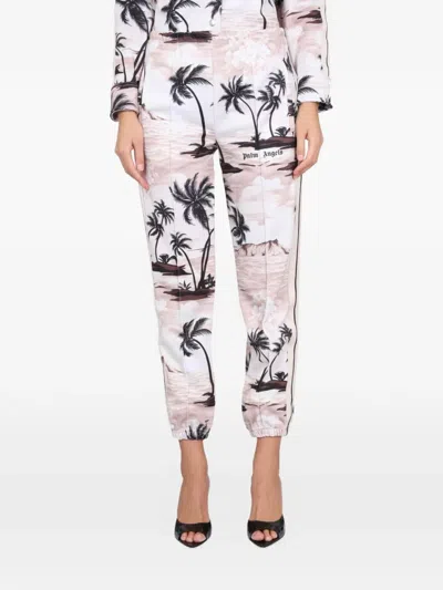 Palm Angels Island Print Trrack Pants In Neutral