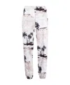Palm Angels Island Print Elastic Waistband Trousers In White