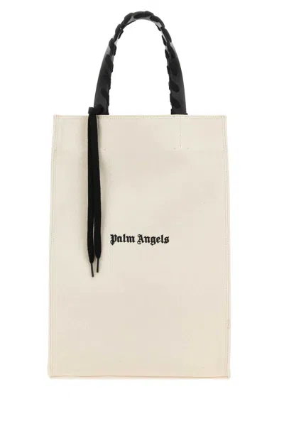 Palm Angels Ivory Canvas Shopping Bag