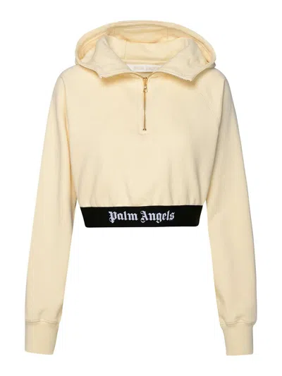 Palm Angels Ivory Cotton Sweatshirt In Cream