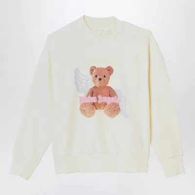 Palm Angels Kids' Ivory Cotton Sweatshirt With Logo Print In Brown