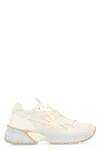 PALM ANGELS IVORY LEATHER AND MESH LOW-TOP SNEAKER WITH CONTRASTING COLOR INSERTS FOR WOMEN