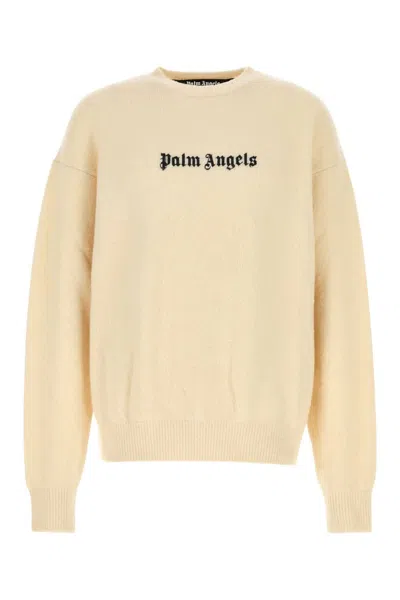 Palm Angels Ivory Stretch Wool Blend Sweater