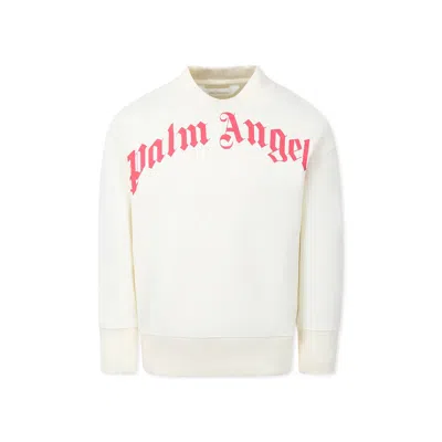 Palm Angels Kids' Ivory Sweatshirt For Girl With Logo