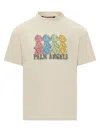 Palm Angels Ivory T-shirt With Front Bear Print In Beige