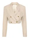 Palm Angels Double-breasted Cropped Blazer In Beige