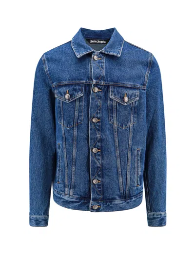 Palm Angels Coats & Jackets In Light Blue Black