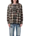 Palm Angels Men's Curved Logo Check Overshirt In Brown