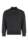 Palm Angels Zip-up Black Jacket With High Collar In Black