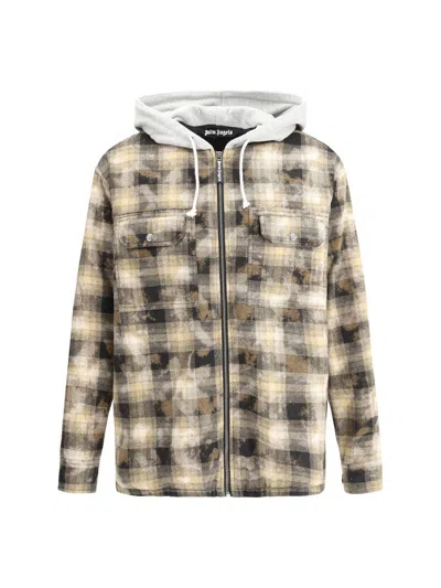 Palm Angels Oversize Check Cotton Hooded Jacket In Multi