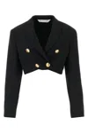 Palm Angels Double-breasted Cropped Blazer With Gold Button Accents In Black