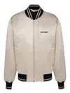 Palm Angels Stand-up Collar Bomber Jacket In Beige