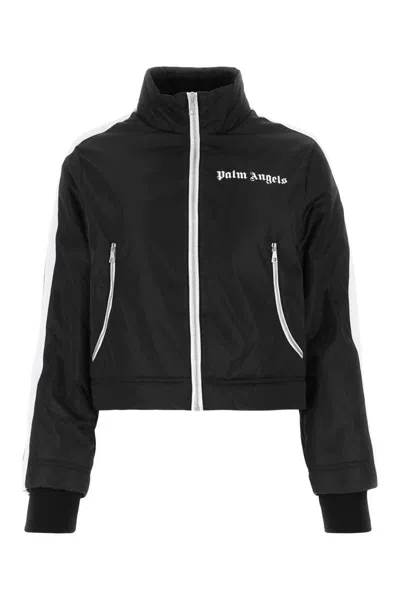 Palm Angels Track Jacket In Black,off White