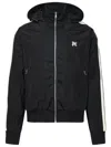 Palm Angels Nylon Blend Windbreaker With Ribbed Cuffs And Stand Collar In Black