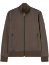 Palm Angels Chocolate Brown Jacket With Roll Neck And Logo Detail In Brown