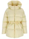 Palm Angels Belted Down Jacket In Butter Off