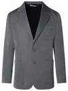 Palm Angels Wool Blend Blazer Chest Pocket In Grey