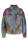 Palm Angels Tie-dye Denim Jacket In Lightbluemulti