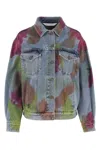 Palm Angels Tie-dye Denim Jacket In Multicoloured
