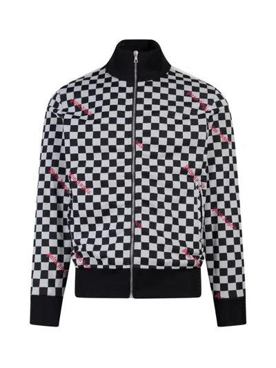 Palm Angels Jacquard Damier Classic Track Jacket In Black