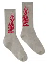 Palm Angels Flames Jacquard Socks In Gray