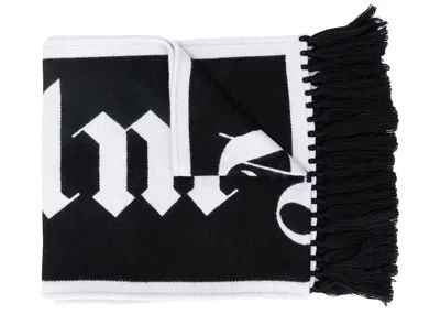 Pre-owned Palm Angels Jacquard Logo Scarf In Black/white