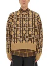 Palm Angels Embroidered Allover Monogram Jacquard Sweater
